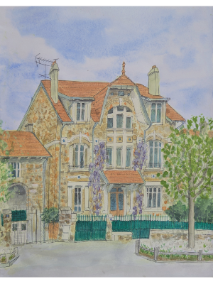 Aquarelle maison traditionnelle du quartier Versailles Montreuil